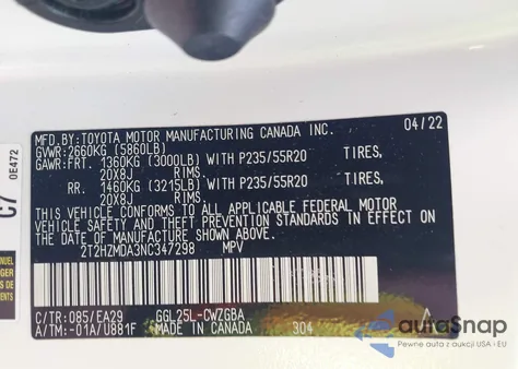 2022 Lexus Rx 350 z USA, uszkodzony, nr VIN 2T2HZMDA3NC347298